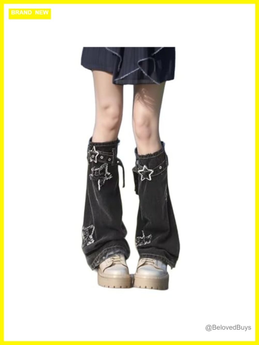 Goth Leg Warmers Cotton Flared Knee High Y2K Alt Punk Grunge